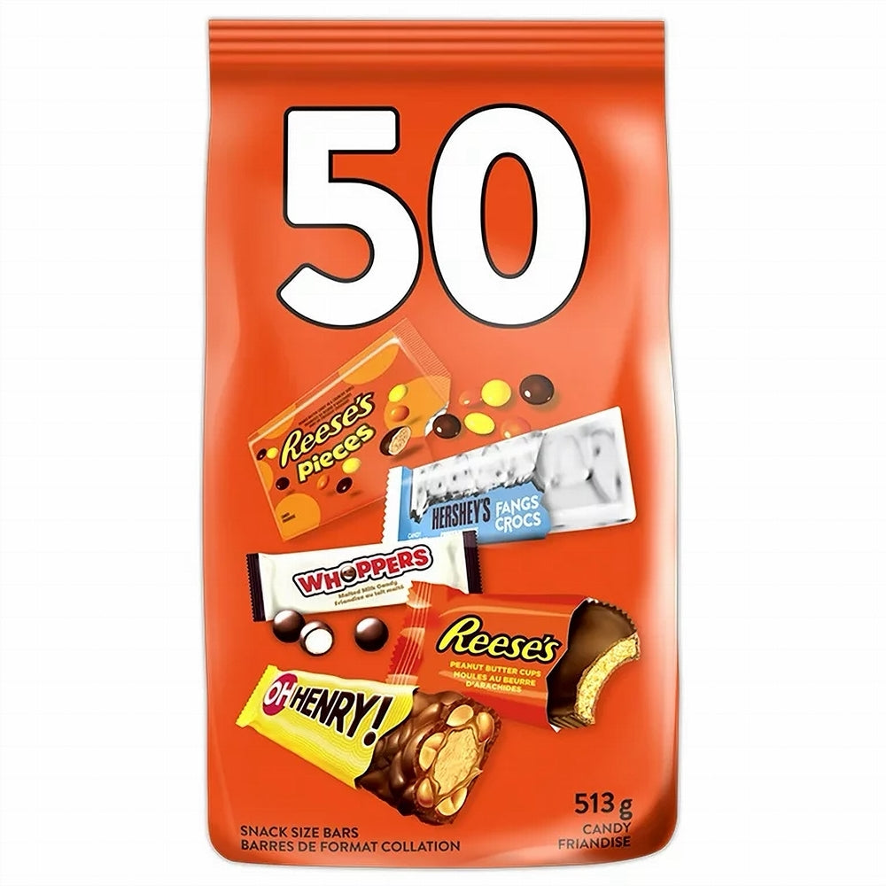 Hershey's Halloween Assorted Chocolate and Candy Value Bag, 50ct., 513g/1.1 lbs., {Imported from Canada}